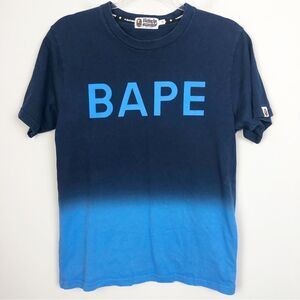 A BATHING APE | Two Tone Blue Dip Dye Ombré Bape Graphic Tee Men’s Size Small